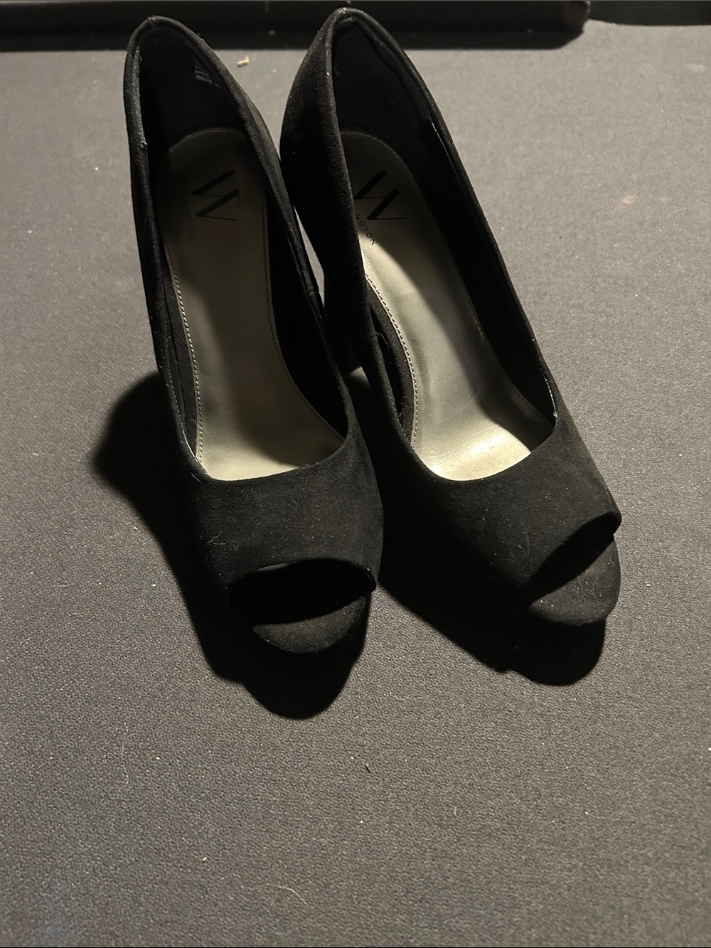 Worthington Black Peep-Toe Wedge Heels